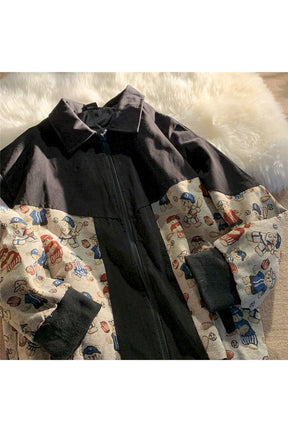 Fall Jacket  Bear Print  Spring Autumn