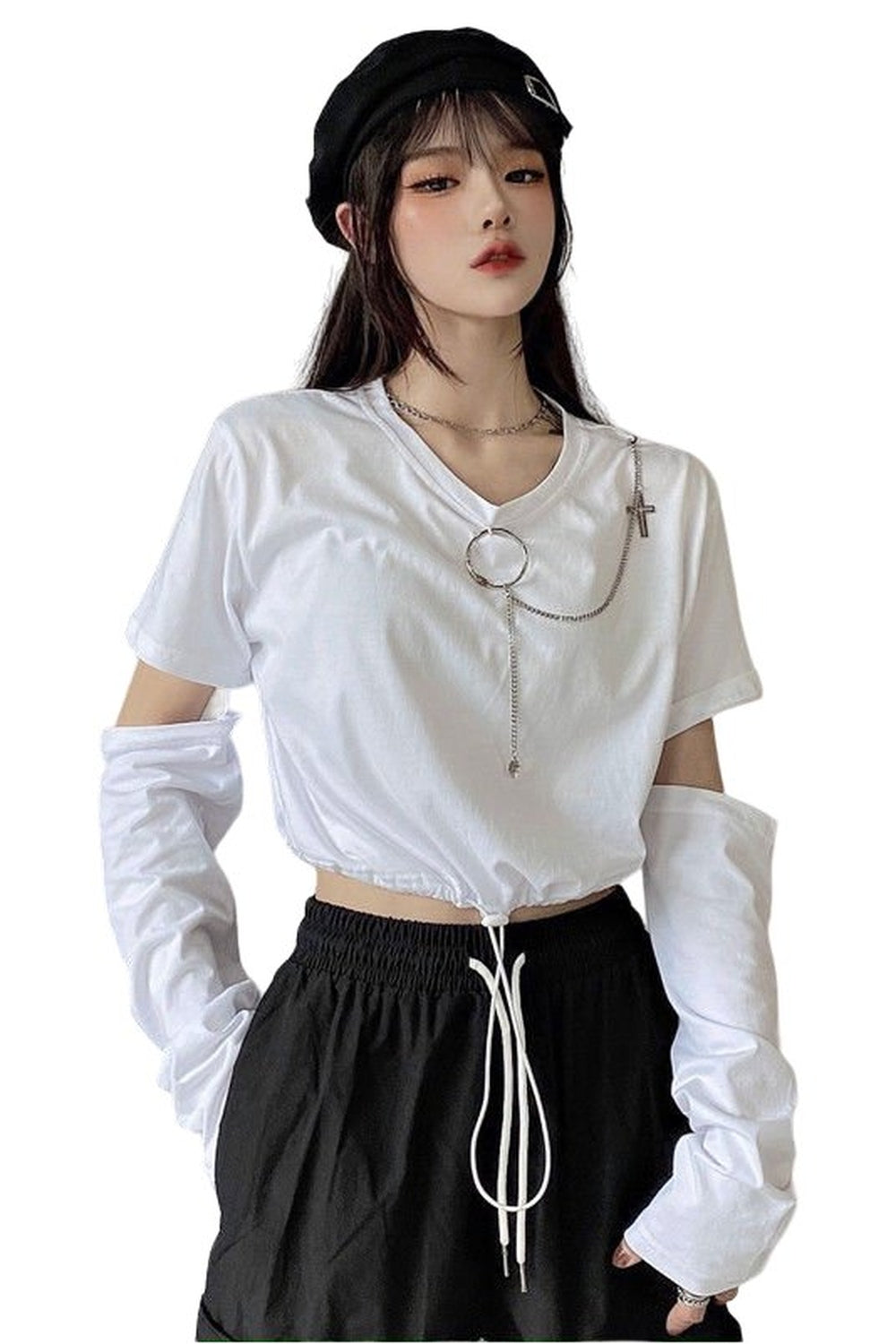 Japanese Style T-shirt With Chain