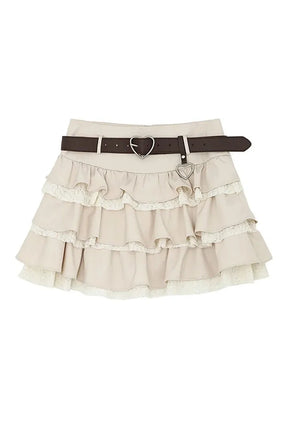 Elegant Khaki Japanese Sweet A-Line Skirt.