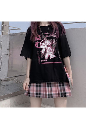 Kawaii Aesthetic printed T-shirt in Hei color variant.