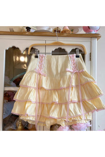 Yellow Kawaii Ball Gown Mini Skirt with flair.