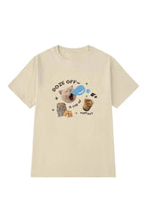 Cute Khaki Kawaii Cat Oversized T-shirt.