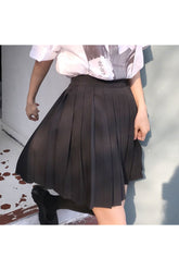 Kawaii College Style Pleated Skirt in black, trendy.