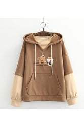 Cozy "Fall Kawaii Cute Bear Hoodie" in Brown.