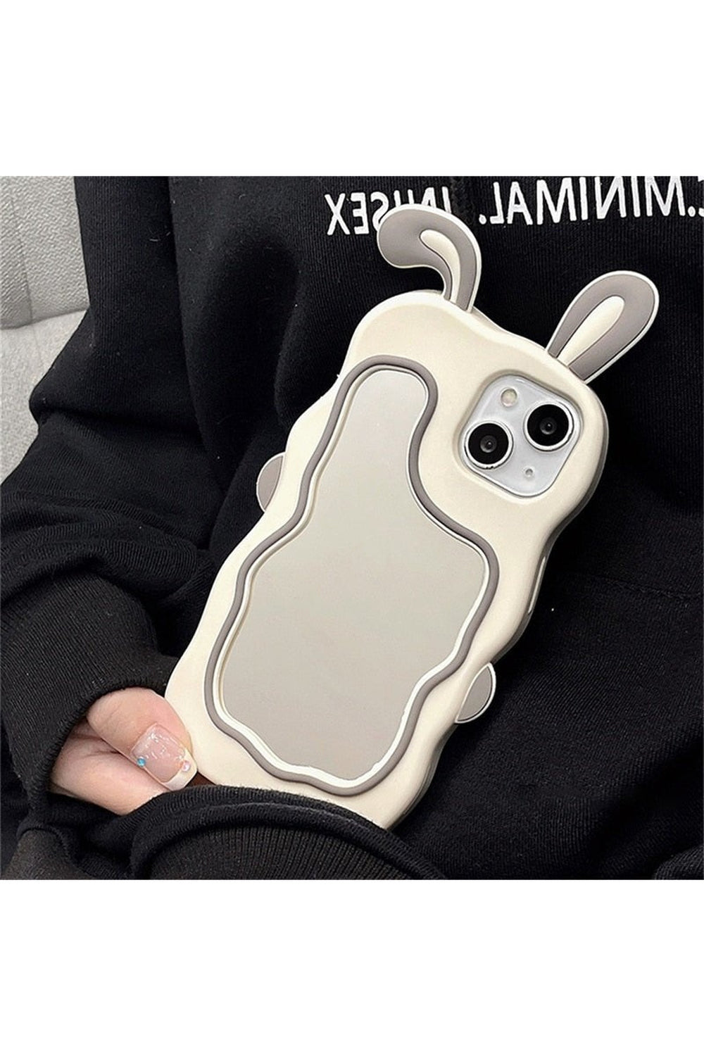 Adorable Kawaii Bunny Mirror Case for iPhone 14ProMax.