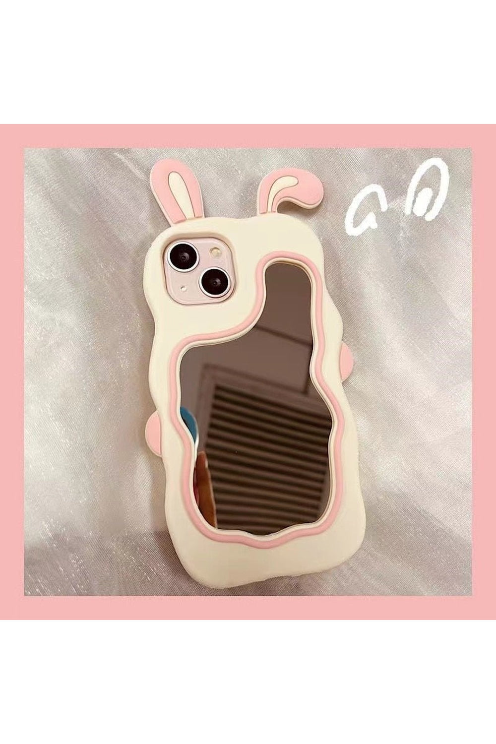 Adorable Kawaii Bunny Mirror Case for iPhone 14ProMax.