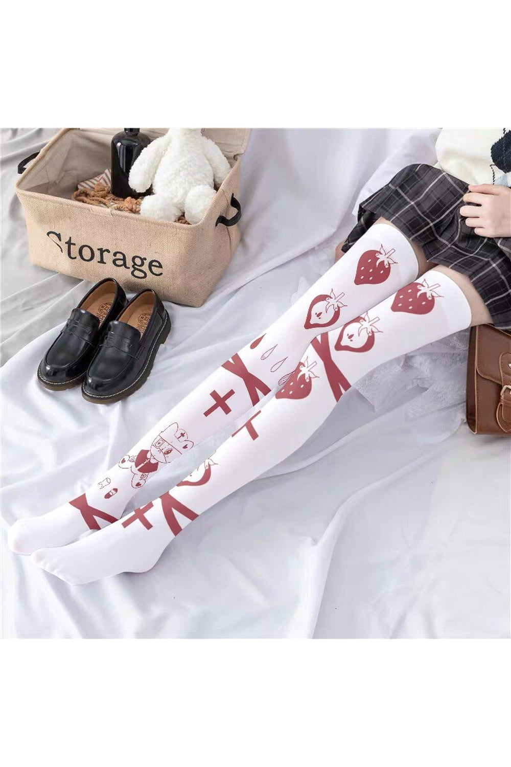 Stylish Kawaii Goth Long Socks in Style1 variant.