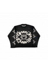 Cozy Fall Kawaii Goth Pattern Sweater in Black.