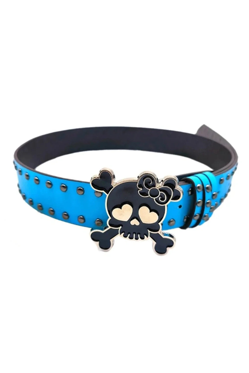 Blue Kawaii Goth Skull Belt with charm.