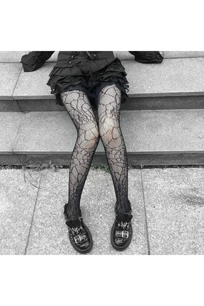 Black Kawaii Gothic Fishnet Tights: Edgy style.