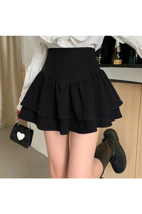 Kawaii High Waist Mini Skirt in black, chic.