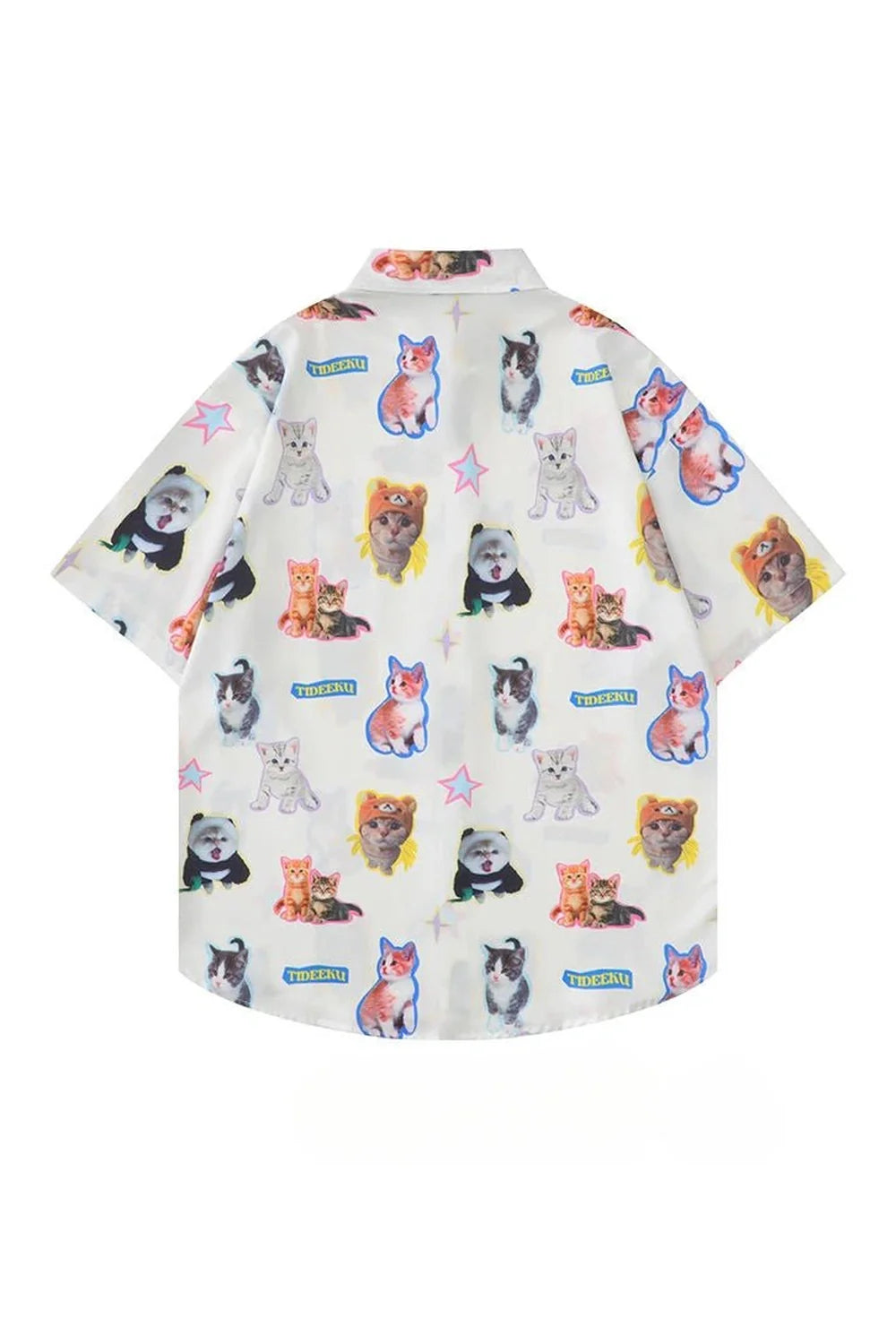 Kawaii Kitty Print Button-Up Shirt