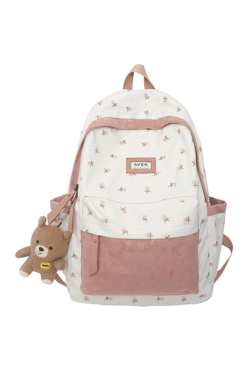 Pink Kawaii Pattern Laptop Backpack for stylish students.