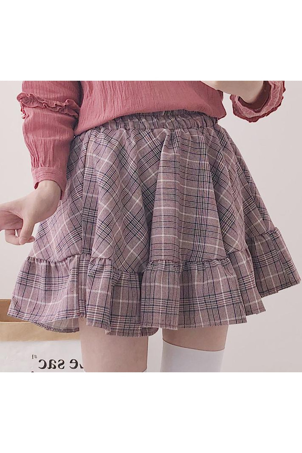 Kawaii Plaid ruffle mini skirt