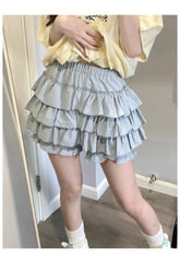 Blue Kawaii Ruffle Mini Skirt with charm.