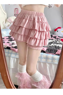 Adorable Pink Kawaii Ruffle Mini Skirt.