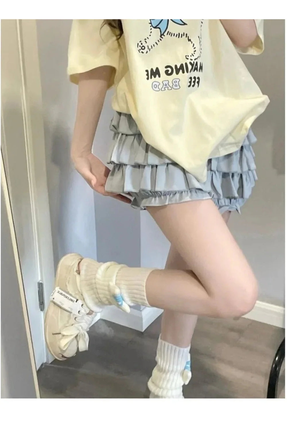 Blue Kawaii Ruffle Mini Skirt with charm.