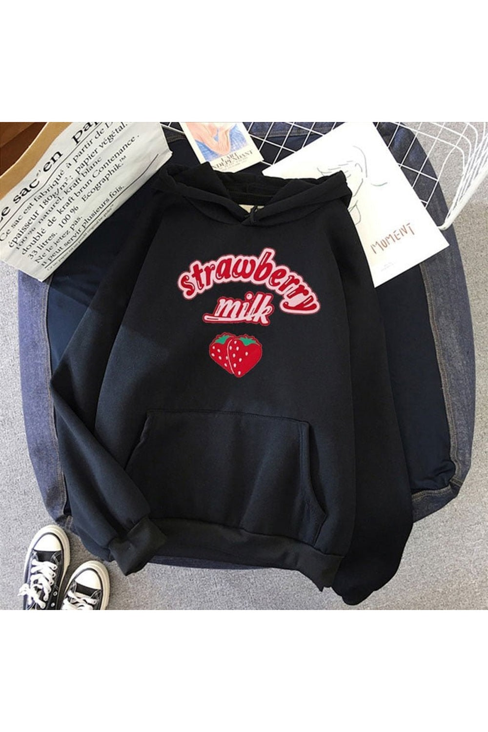 Fall Kawaii Strawberry Milk Hoodie