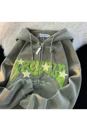 Fall Kidcore Zip Up Casual Hoodies