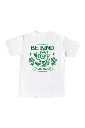 White Kindness Slogan T-shirt promotes positivity.