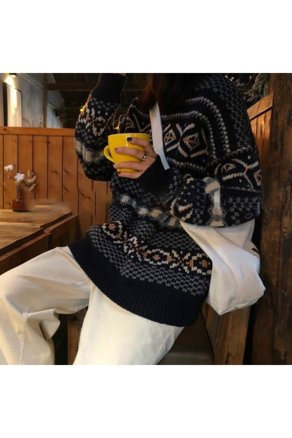 Fall Knitted Retro Vintage Sweater