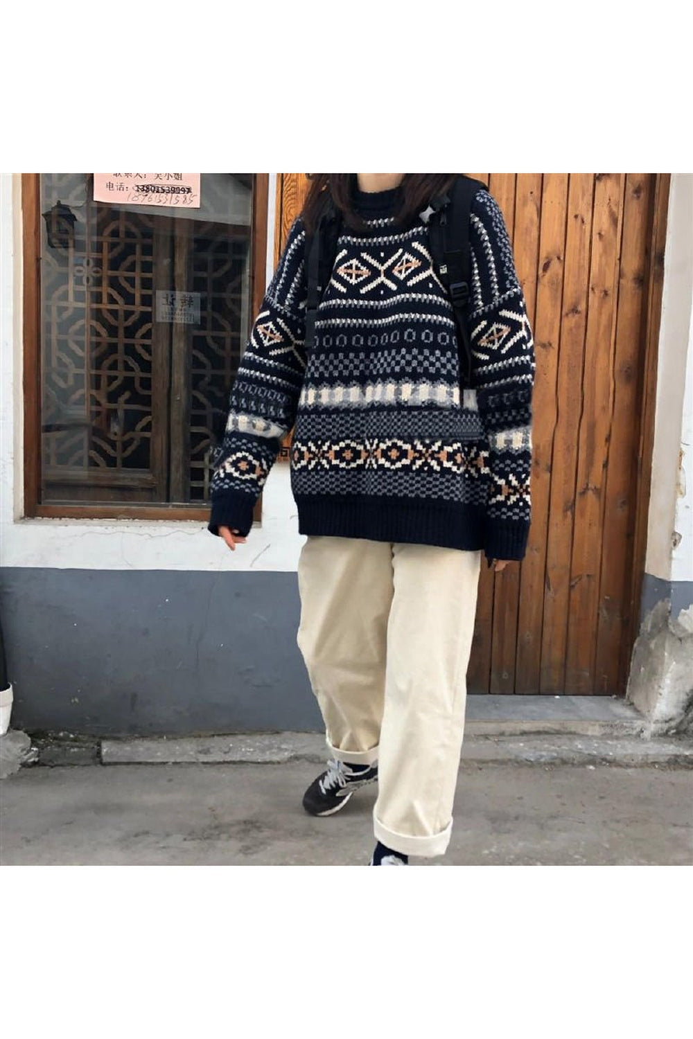 Fall Knitted Retro Vintage Sweater