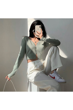 Fall Korean Aesthetic Cropped Cardigan