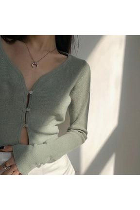 Fall Korean Aesthetic Cropped Cardigan