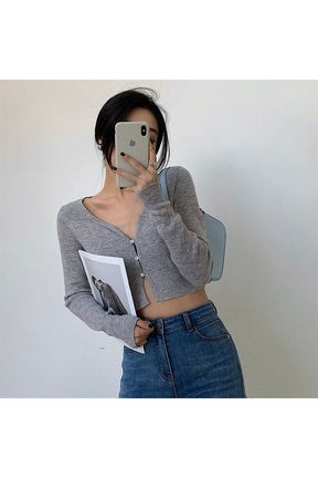 Fall Korean Aesthetic Cropped Cardigan