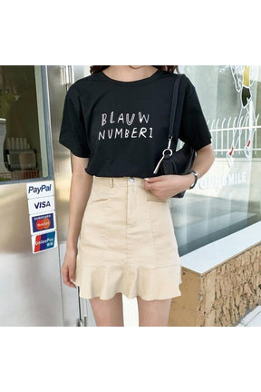 Stylish apricot Korean Aesthetic Elegant Skirt.