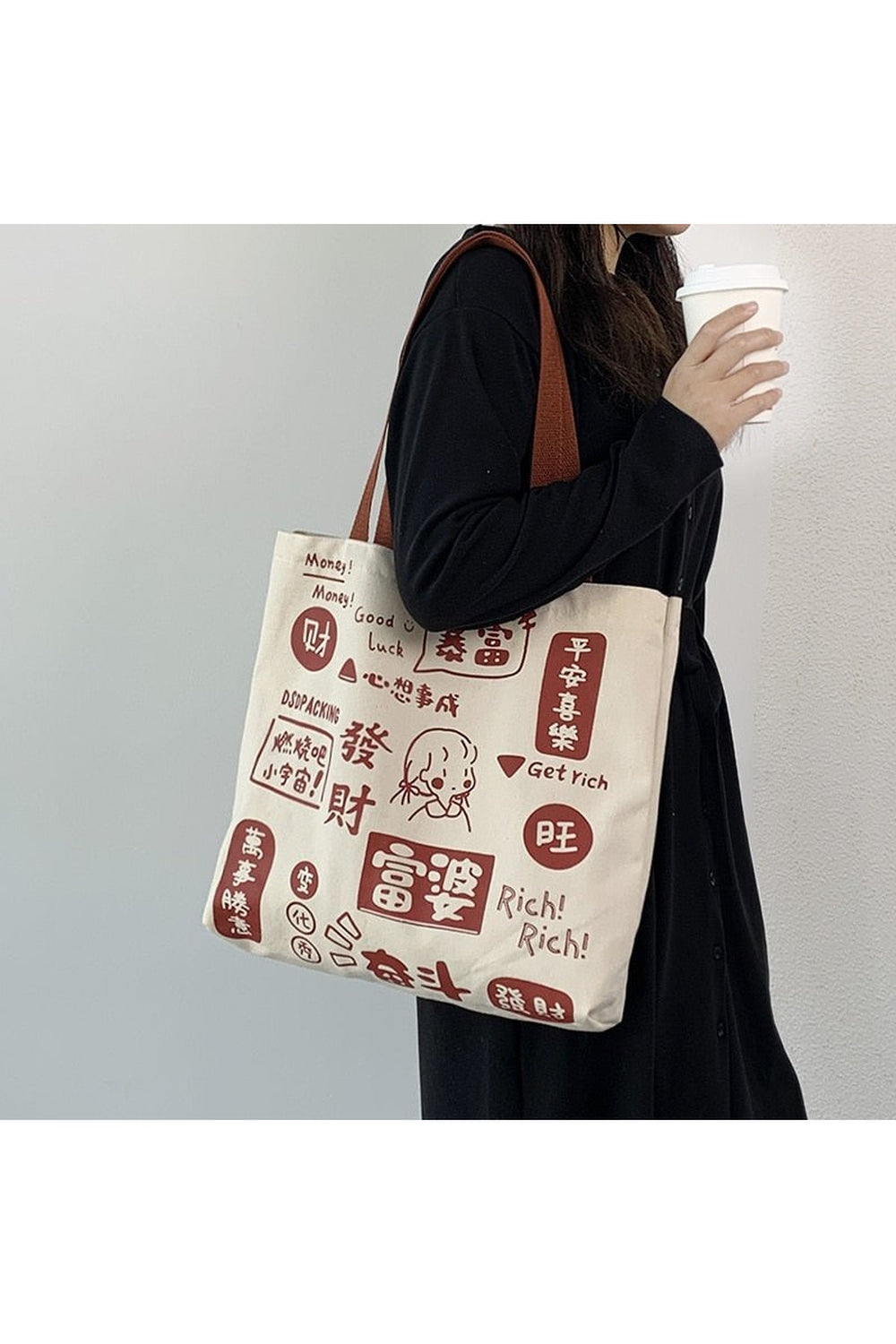 Korean Cartoon Canvas Shopping Bag