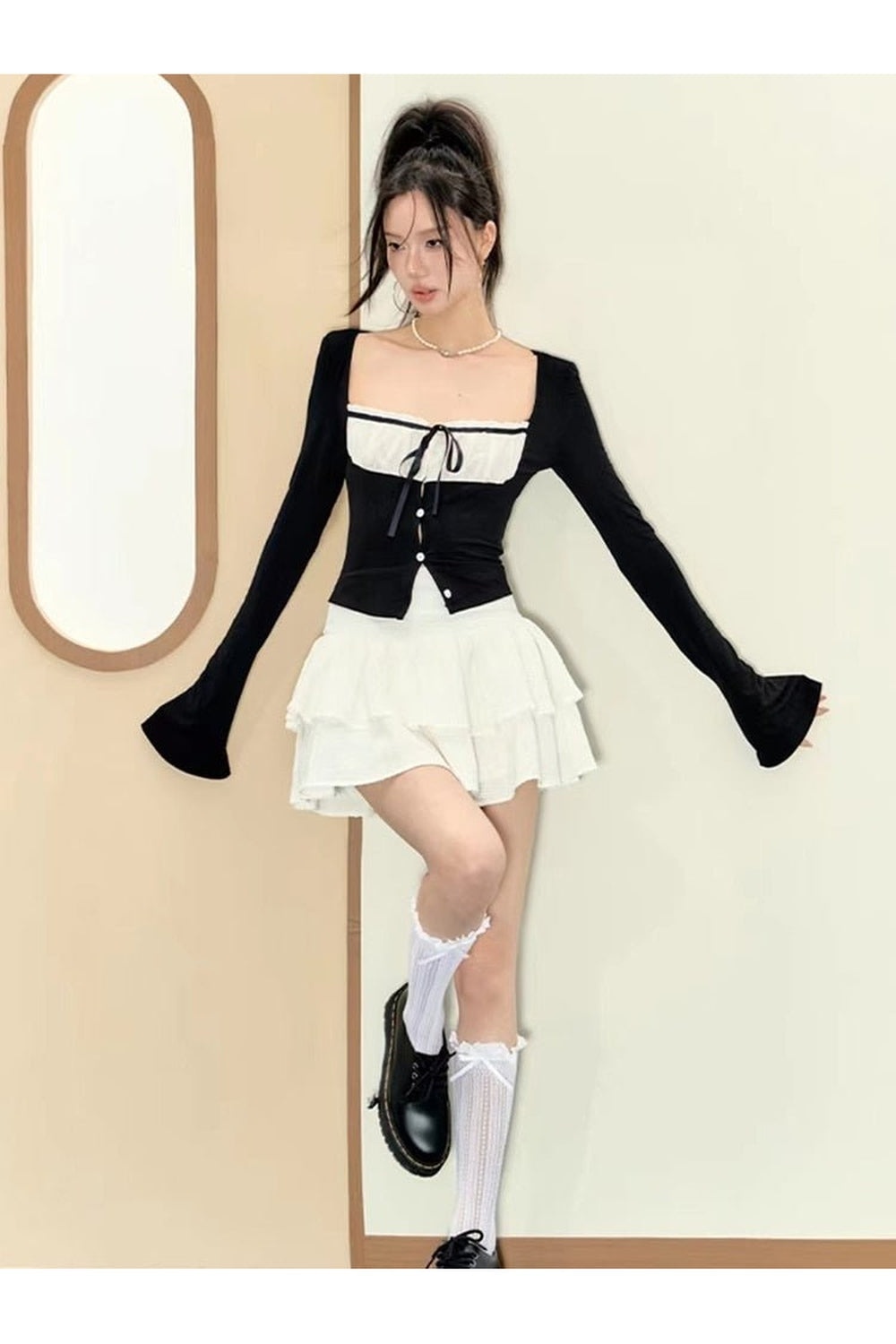 Korean Fashion Ruffle Outfit  2 Piece Set