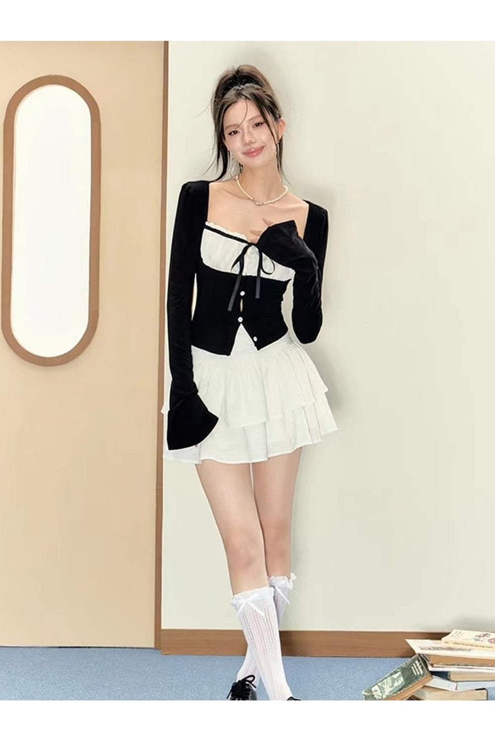 Korean Fashion Ruffle Outfit  2 Piece Set