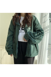 Fall Korean Loose Velvet Zip-up Jacket