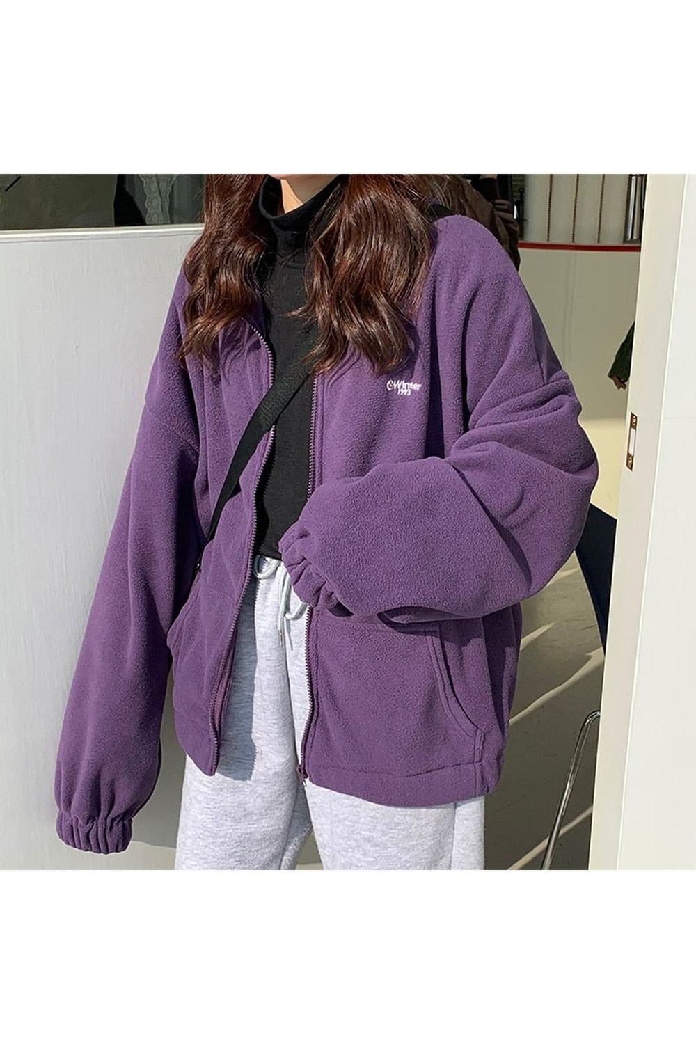 Fall Korean Loose Velvet Zip-up Jacket