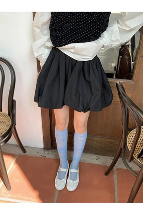 Black Korean Mini Balloon Skirt, trendy and stylish.