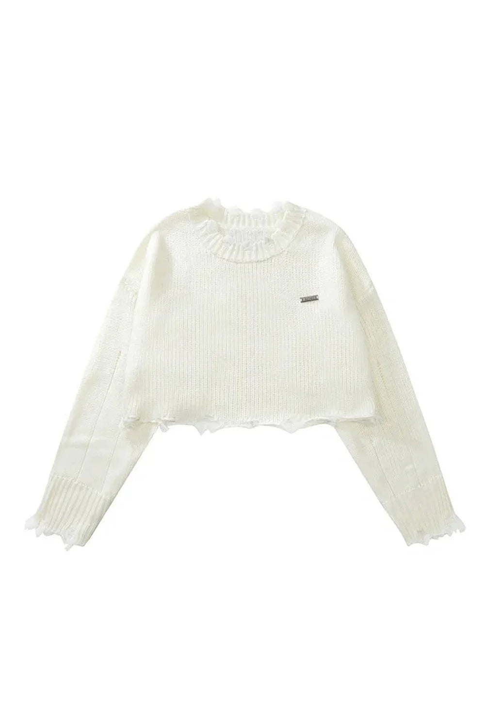 Fall Korean O-Neck Long Sleeve Crop Sweater