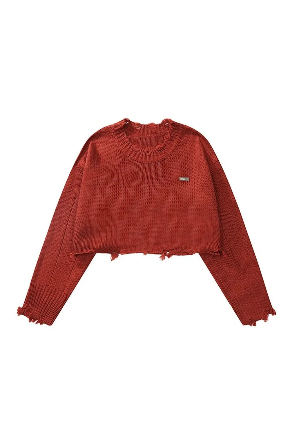 Fall Korean O-Neck Long Sleeve Crop Sweater