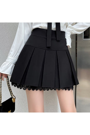 A black Korean style A-line short skirt.