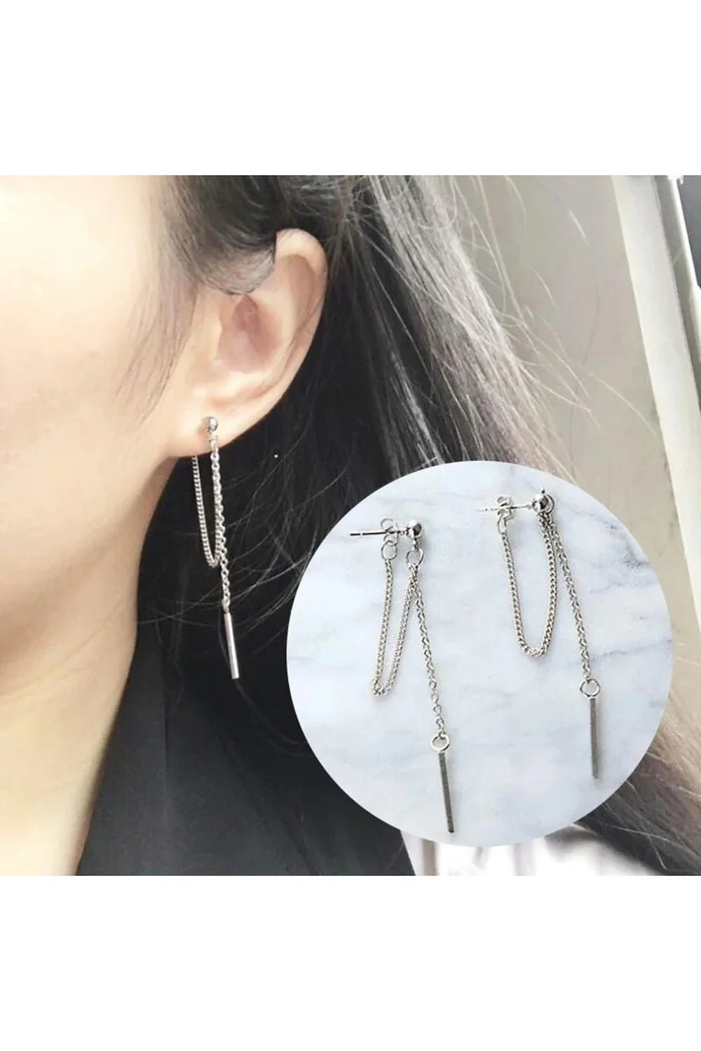 Korean Tassel Metal Dangle Earrings