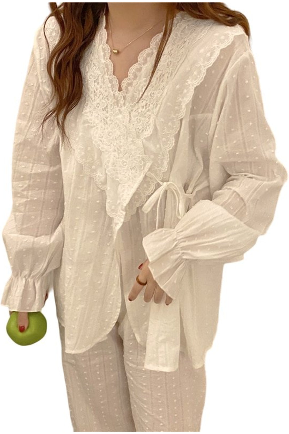 Lace Cotton Pajamas Elegant Set