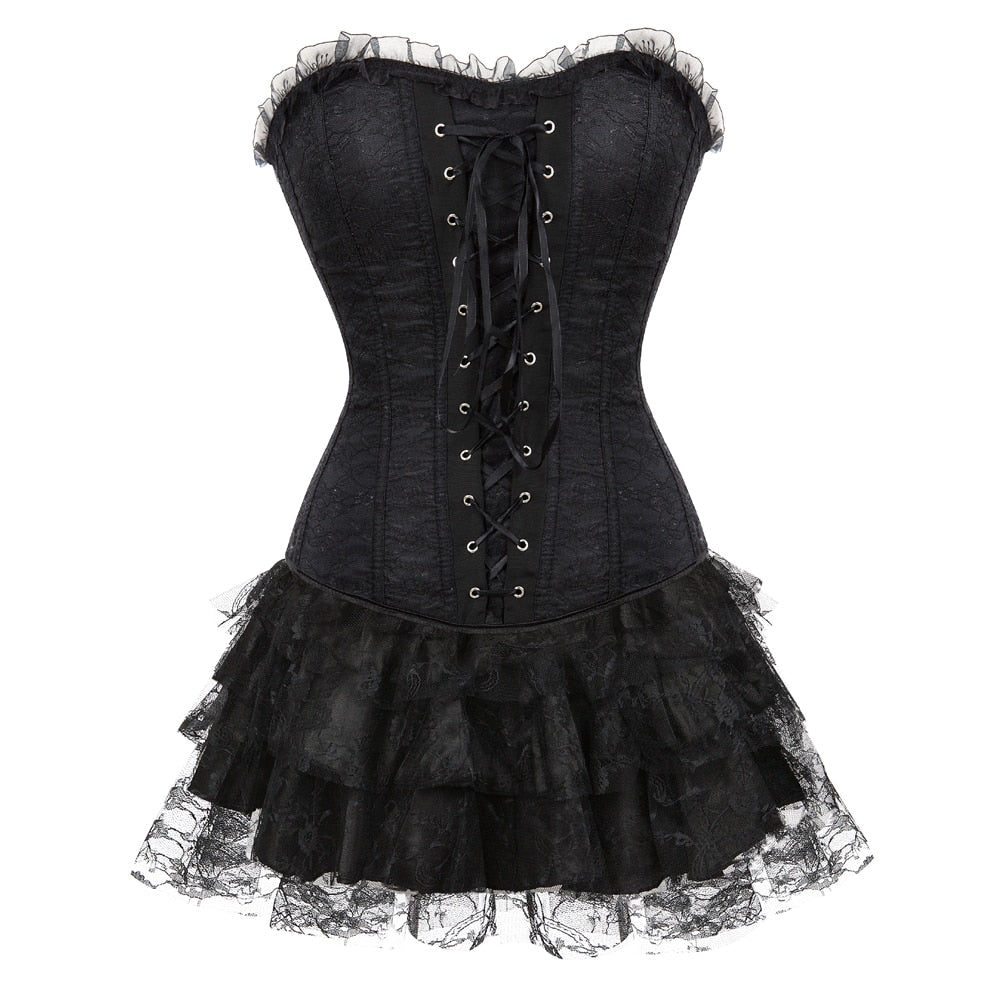 Stunning Lace Cover Overbust Corset in BlackDress.