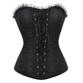 Black Lace Cover Overbust Corset with elegance.