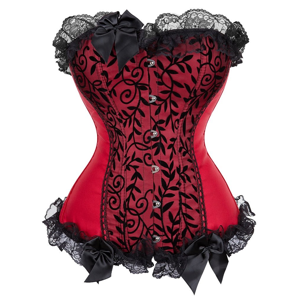 Winered Lace Cover Overbust Corset, elegant and stylish.