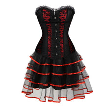 Red lace overbust corset in variant RED1.