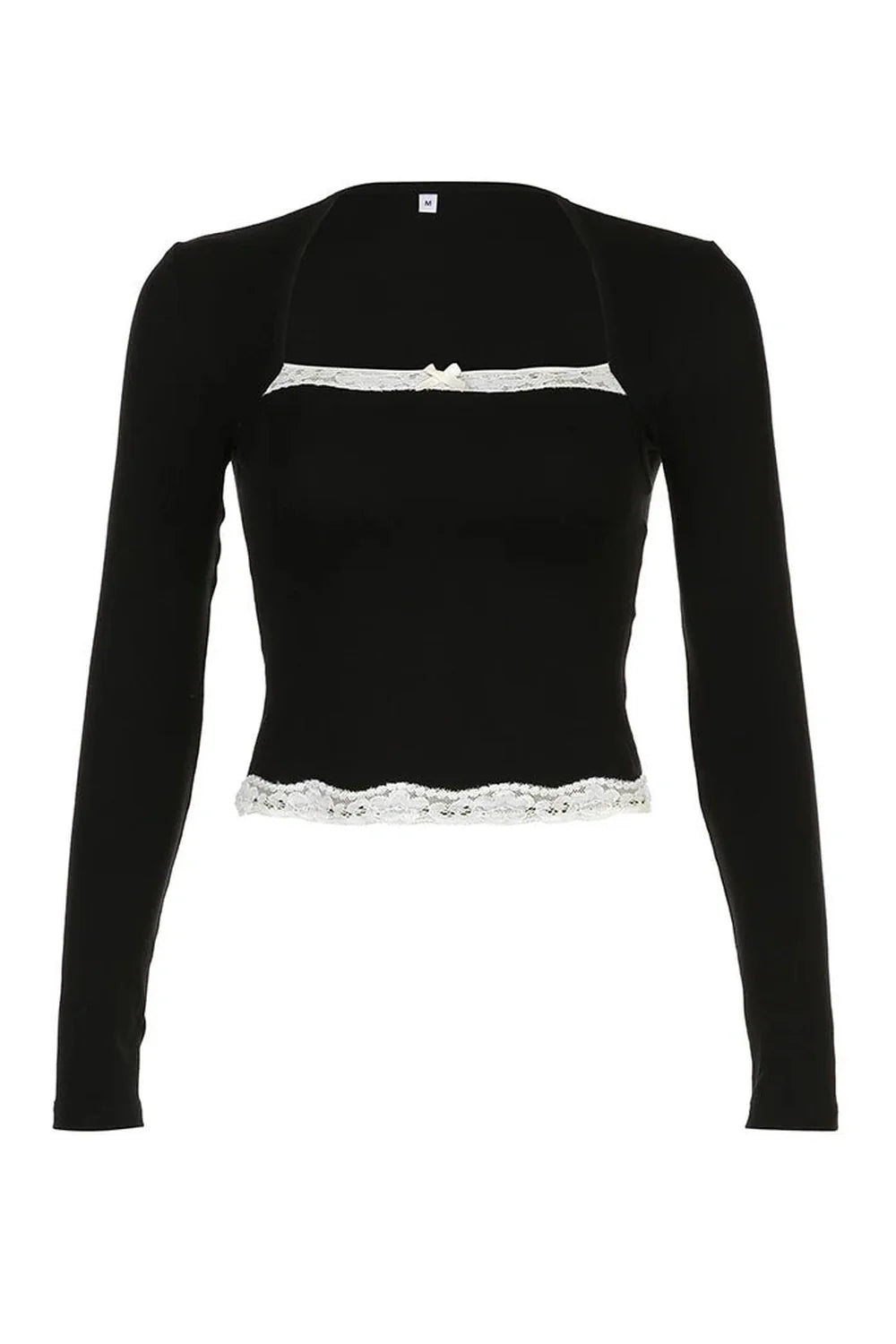 Black Lace Kissed Crop Top with Elegance.