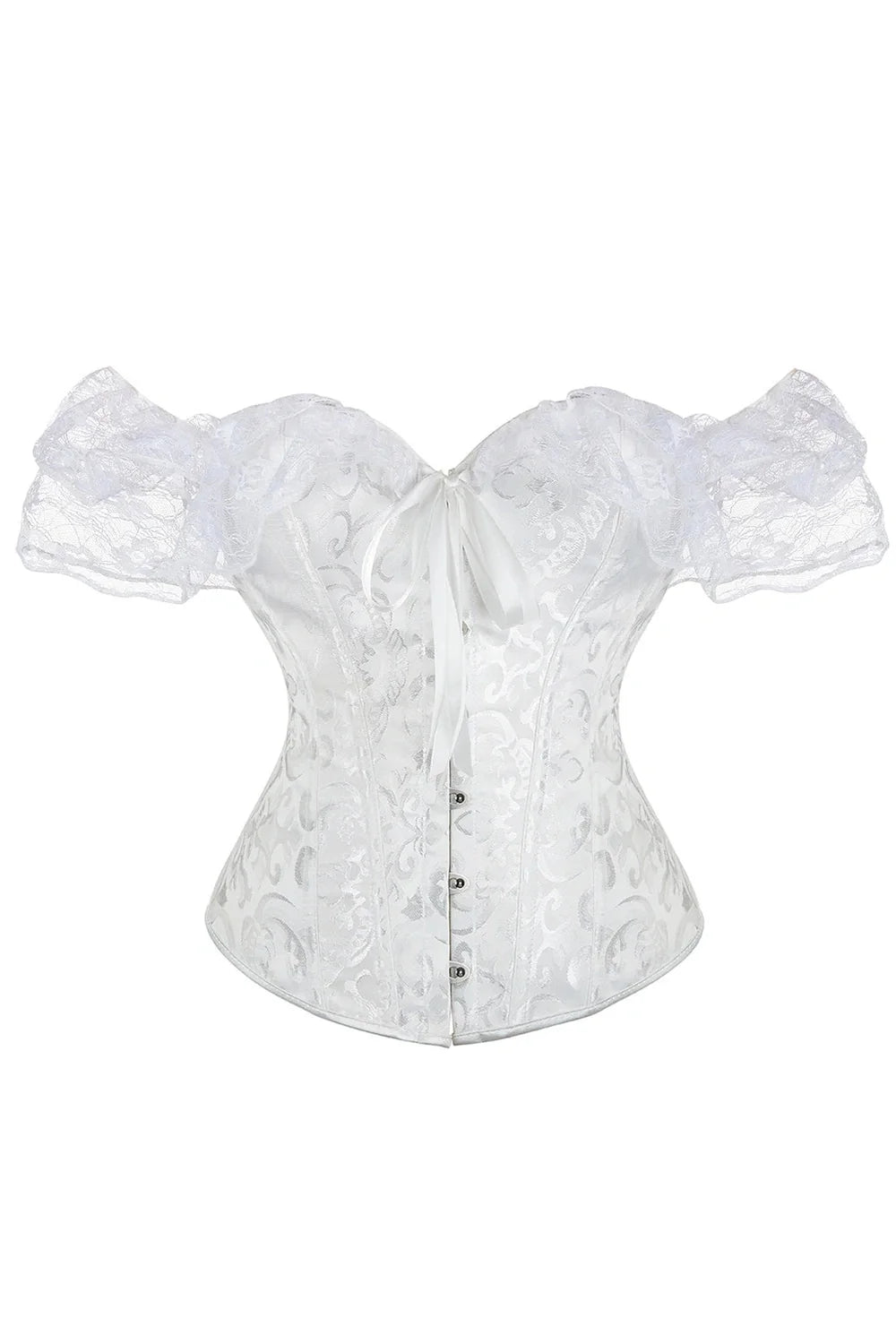 Elegant Lace Overbust Corset in White Lace.