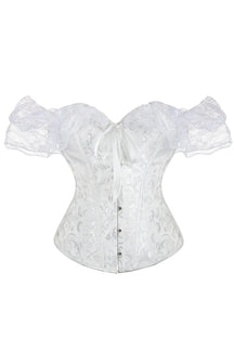 Elegant Lace Overbust Corset in White Lace.