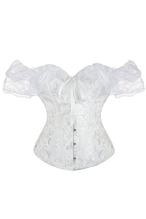 Elegant Lace Overbust Corset in White Lace.