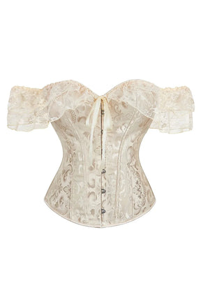 Beige Lace Overbust Corset: Elegant and feminine.